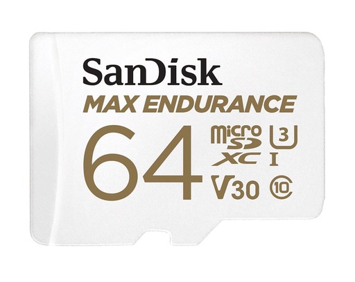 [619659178505] SanDisk Max Endurance 64GB microSD 100MB/s 40MB/s 20K hrs 4K UHD C10 U3 V30 -40°C to 85°C Heat Freeze Shock Temperature Water X-ray Proof SD Adapter