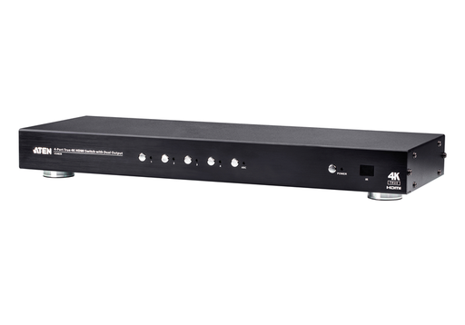 [4719264649325] Aten 4 Port Dual Output True 4K HDMI Switch, select input ports via RS232 control, HDCP 2.2 compliant, IR Extension