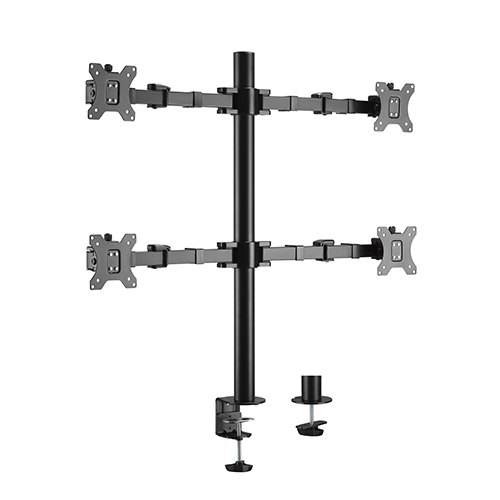 [6956745161671] Brateck Quad Monitors Affordable Steel Articulating Monitor Arm Fit Most 17"-32" Monitors Up to 9kg per screen VESA 75x75/100x100