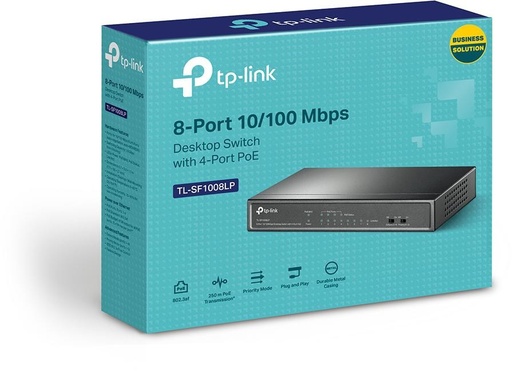 [6935364052768] TP-Link TL-SF1008LP 8-Port 10/100Mbps Desktop Switch with 4-Port PoE, Up To 41W For all PoE Ports