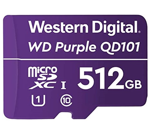 [718037874968] Western Digital WD Purple 512GB MicroSDXC Card 24/7 -25°C to 85°C Weather  Humidity Resistant for Surveillance IP Cameras mDVRs NVR Dash Cams Drones