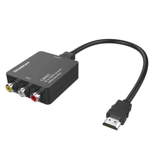 [9350414000358] Simplecom CM401 Composite AV CVBS 3RCA to HDMI Video Converter 1080p Upscaling