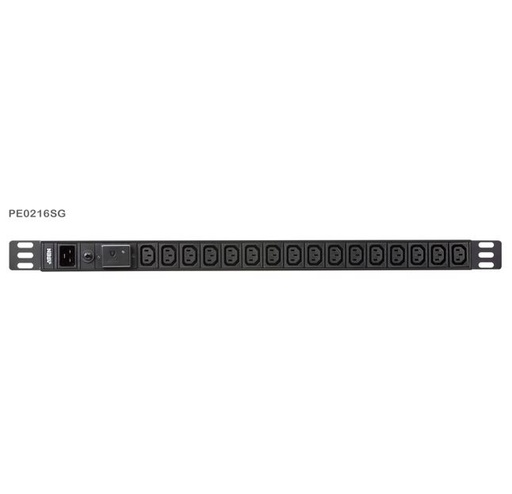 [4719264649035] Aten 0U 16-port Basic PDU with Surge Protection, 100-240VAC, 16AMax, 50-60Hz, 16 x IEC C13, Overcurrent Protection, Aluminum material