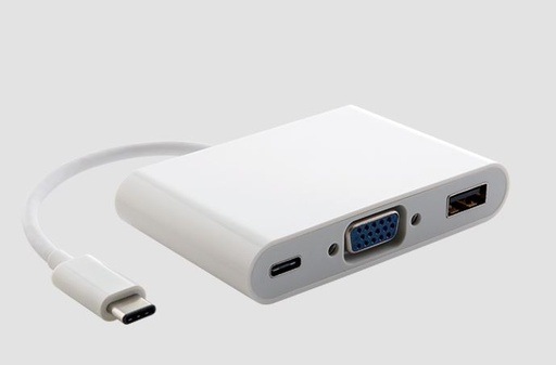 [9320422518565] Astrotek Thunderbolt USB 3.1 Type C (USB-C) to VGA + USB + Card Reader Video Adapter Converter Male to Female for Apple Macbook Chromebook Pixel White