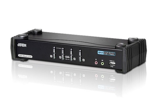[4710423777095] Aten Desktop KVMP Switch 4 Port Single Display DVI w/ 7.1 audio, 4x Custom KVM Cables Included, 2x USB Port, Selection Via Front Panel