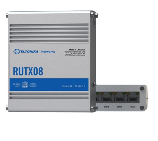 [4779027312477] Teltonika RUTX08 Industrial Ethernet Router, Next Gen VPN Router for Professional Applications, Quad-Core CPU, 256 MB RAM, PSU included