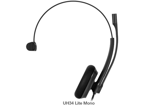 [6938818307346] Yealink UH34 Lite Mono Teams USB Headset, Lightweight, All Day Wearing Comfort, Ear Wideband Noise Cancelling Microphone, Foamy Ear Cushions, USB-A