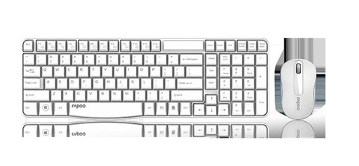 [6940056169037] RAPOO X1800S 2.4GHz Wireless Optical Keyboard Mouse Combo Black - 1000DPI Nano Receiver 12m Battery (White) By Order