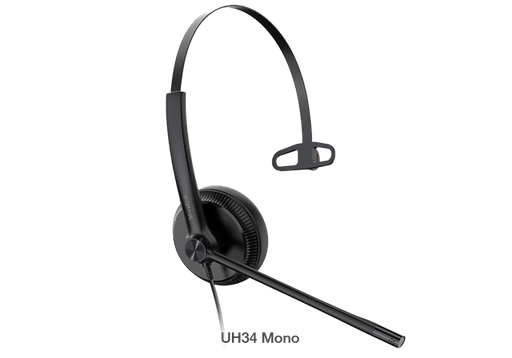 [6938818306622] Yealink UH34 Mono Teams USB Headset, Lightweight, All Day Wearing Comfort, Ear Wideband Noise Cancelling Microphone, Leather Ear Cushions, USB-A