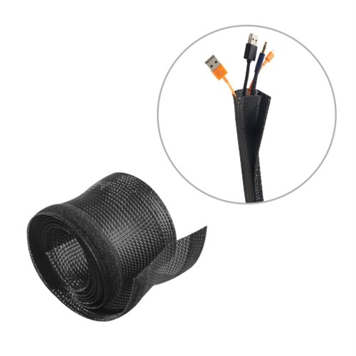 [6956745166126] Brateck Flexible Cable Wrap Sleeve with Hook and Loop Fastener (85mm/3.3" Width ) Material Polyester Dimensions 1000x85mm - Black(LS)