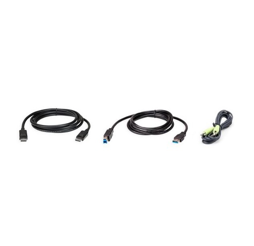 [4710469340659] Aten 2M USB DisplayPort KVM Cable Kit, Enables the connection of Video, USB Keyboard/Mouse and Audio (Speaker)