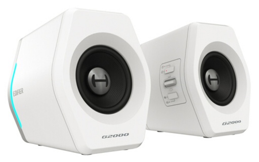 [6923520268573] Edifier G2000 Gaming 2.0 Speakers System - Bluetooth V4.2/ USB Sound Card/ AUX Input/RGB 12 Light Effects/ 16W RMS Power White
