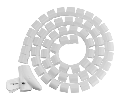 [6956745165969] Brateck 30mm/1.2" Diameter Coiled Tube Cable Sleeve   Material Polyethylene(PE) Dimensions 1000x30mm - White (LS)