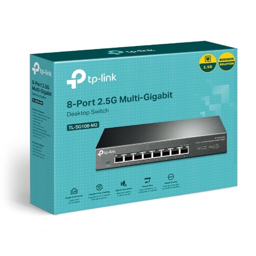 [6935364052904] TP-Link TL-SG108-M2 8-Port 2.5G Desktop Switch, Up To 40G Switching Capacity, Connects 2.5G NAS/Server, 2.5G WiFi 6 AP, 4K Video, Wall Mountable, 5YW