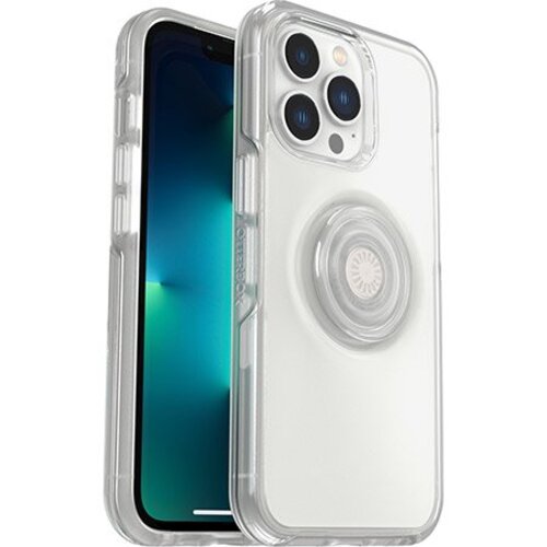 [840104275955] OtterBox Otter + Pop Symmetry Clear Apple iPhone 13 Pro Case Clear Pop-(77-84517), DROP+ 3X Military Standard, Swappable PopGrip,7 Years Warranty