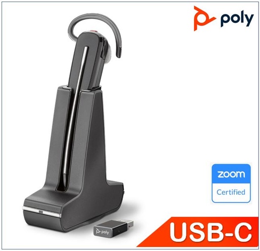 [5033588052456] Plantronics/Poly Savi 8245 UC,DECT Headset, USB-C, Convertible,Wireless, Unlimited talk time, crystal-clear audio, ANC, one-touch control,SoundGuard