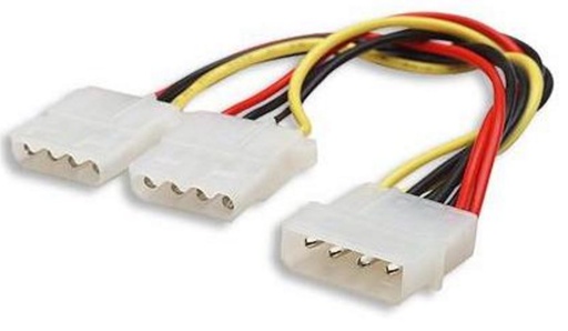 [754523500270] 8ware Internal Power Molex Cable 20cm - 5.25" 4 pins Male to 2x 5.25" 4 pins Female 18AWG RoHS
