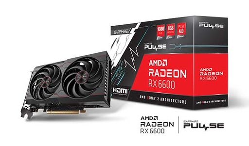[4895106290662] SAPPHIRE PULSE AMD RADEON™ RX 6600 Gaming Graphics Card 8GB GDDR6, AMD RDNA 2, HDMI/DP (11310-01-20G)