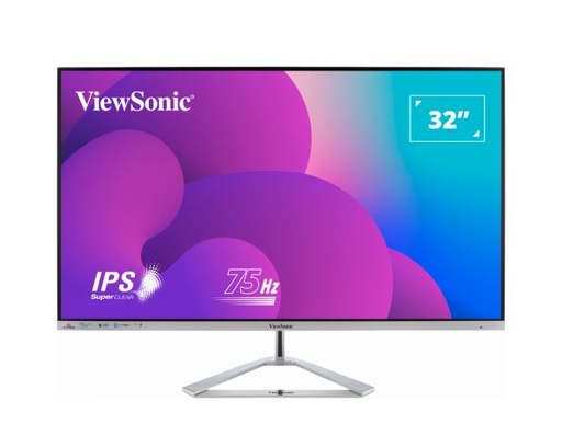 [766907011104] ViewSonic 32” Office Professional Stylish Elegant  Ultra Thin bezel, SuperClear IPS  4ms, FHD, HDMI, DP, VGA, Speakers, Low Energy 26w, V100, Monitor