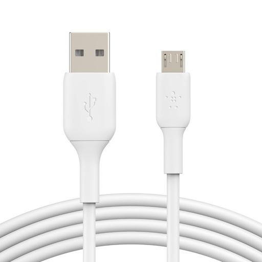 [745883788309] Belkin BoostCharge Micro-USB to USB-A Cable (1m/3.3ft) - White (CAB005bt1MWH), 7.5W, 480Mbps, 8,000+ bends tested, USB-IF Certified