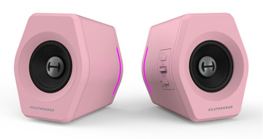 [6923520268580] Edifier G2000 Gaming 2.0 Speakers System - Bluetooth V4.2/ USB Sound Card/ AUX Input/RGB 12 Light Effects/ 16W RMS Power Pink