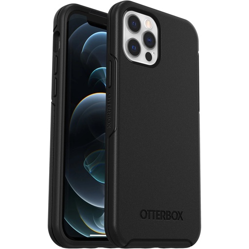 [840104215814] OtterBox Symmetry Apple iPhone 12 / iPhone 12 Pro Case Black - (77-65414), DROP+ 3X Military Standard, Raised Edges, Ultra-Sleek,7 Years Warranty